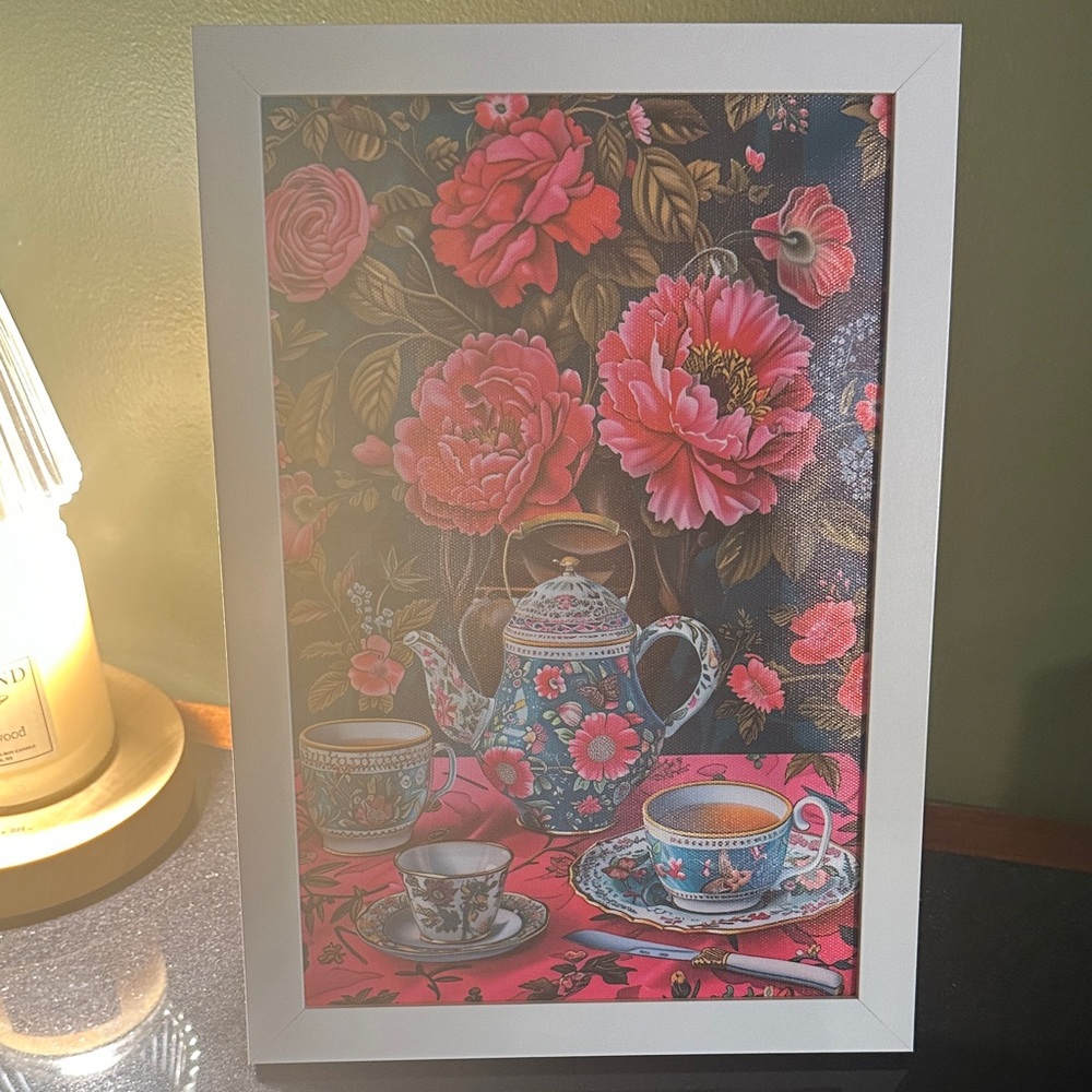 Floral Tea Set Framed Art - Picture 2 of 3